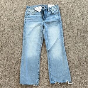 NWT American Eagle Outfitters Light Blue high rise kick boot crop size 6
